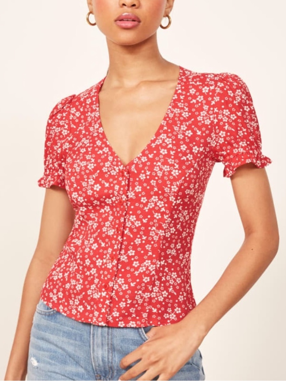 Reformation Allegra floral printed top